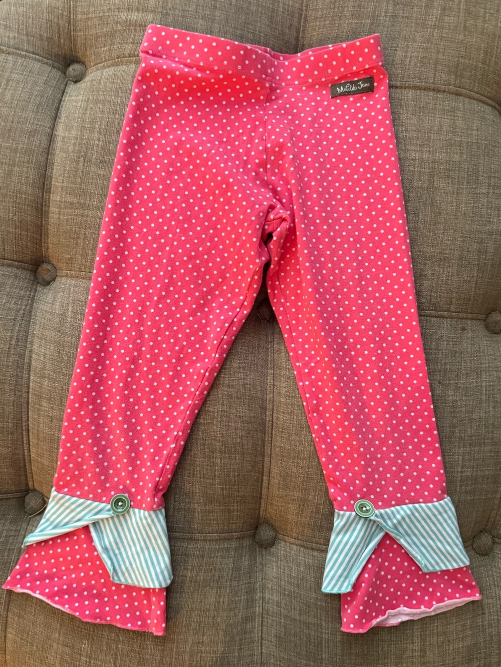 Matilda Jane Pink Polka Dot Ruffle Hem Leggings